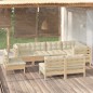 vidaXL Muebles de jardín 8 pzas y cojines madera maciza de pino crema