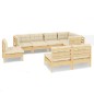 vidaXL Muebles de jardín 8 pzas y cojines madera maciza de pino crema