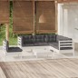 vidaXL Muebles de jardín 6 pzas con cojines blanco madera de pino vidaXL Muebles de jardín 6 pzas con cojines blanco madera de pino