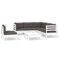 vidaXL Muebles de jardín 6 pzas con cojines blanco madera de pino vidaXL Muebles de jardín 6 pzas con cojines blanco madera de pino