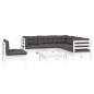 vidaXL Muebles de jardín 6 pzas con cojines blanco madera de pino vidaXL Muebles de jardín 6 pzas con cojines blanco madera de pino
