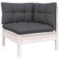 vidaXL Muebles de jardín 10 pzas y cojines blanco madera maciza de pino