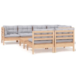 vidaXL Juego de muebles de jardín 8 pzas y cojines madera maciza pino