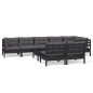 vidaXL Muebles de jardín 9 pzas y cojines negro madera maciza de pino vidaXL Muebles de jardín 9 pzas y cojines negro madera maciza de pino