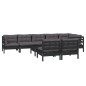 vidaXL Muebles de jardín 9 pzas y cojines negro madera maciza de pino vidaXL Muebles de jardín 9 pzas y cojines negro madera maciza de pino