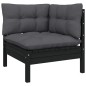 vidaXL Muebles de jardín 9 pzas y cojines negro madera maciza de pino vidaXL Muebles de jardín 9 pzas y cojines negro madera maciza de pino