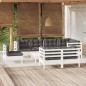 vidaXL Muebles de jardín 9 pzas con cojines blanco madera maciza pino