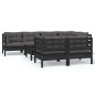 vidaXL Muebles de jardín 8 pzas con cojines negro madera maciza pino vidaXL Muebles de jardín 8 pzas con cojines negro madera maciza pino