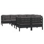vidaXL Muebles de jardín 8 pzas con cojines negro madera maciza pino vidaXL Muebles de jardín 8 pzas con cojines negro madera maciza pino