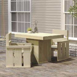 vidaXL Juego de comedor de jardín 3 piezas madera de pino impregnada 