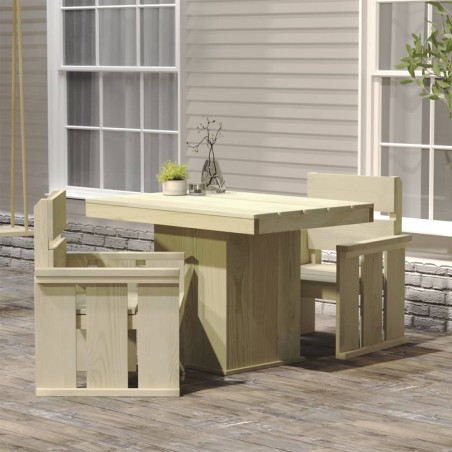 vidaXL Juego de comedor de jardín 3 piezas madera de pino impregnada 