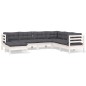 vidaXL Muebles de jardín 8 pzas con cojines blanco madera de pino vidaXL Muebles de jardín 8 pzas con cojines blanco madera de pino