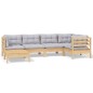 vidaXL Juego de muebles de jardín 6 pzas y cojines madera maciza pino vidaXL Juego de muebles de jardín 6 pzas y cojines madera maciza pino
