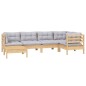 vidaXL Juego de muebles de jardín 6 pzas y cojines madera maciza pino vidaXL Juego de muebles de jardín 6 pzas y cojines madera maciza pino