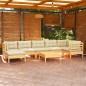 vidaXL Muebles de jardín 8 pzas y cojines madera maciza de pino crema vidaXL Muebles de jardín 8 pzas y cojines madera maciza de pino crema