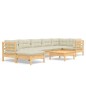 vidaXL Muebles de jardín 8 pzas y cojines madera maciza de pino crema vidaXL Muebles de jardín 8 pzas y cojines madera maciza de pino crema