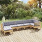 vidaXL Juego de muebles de jardín 7 pzas y cojines madera maciza pino vidaXL Juego de muebles de jardín 7 pzas y cojines madera maciza pino