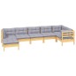 vidaXL Juego de muebles de jardín 7 pzas y cojines madera maciza pino vidaXL Juego de muebles de jardín 7 pzas y cojines madera maciza pino