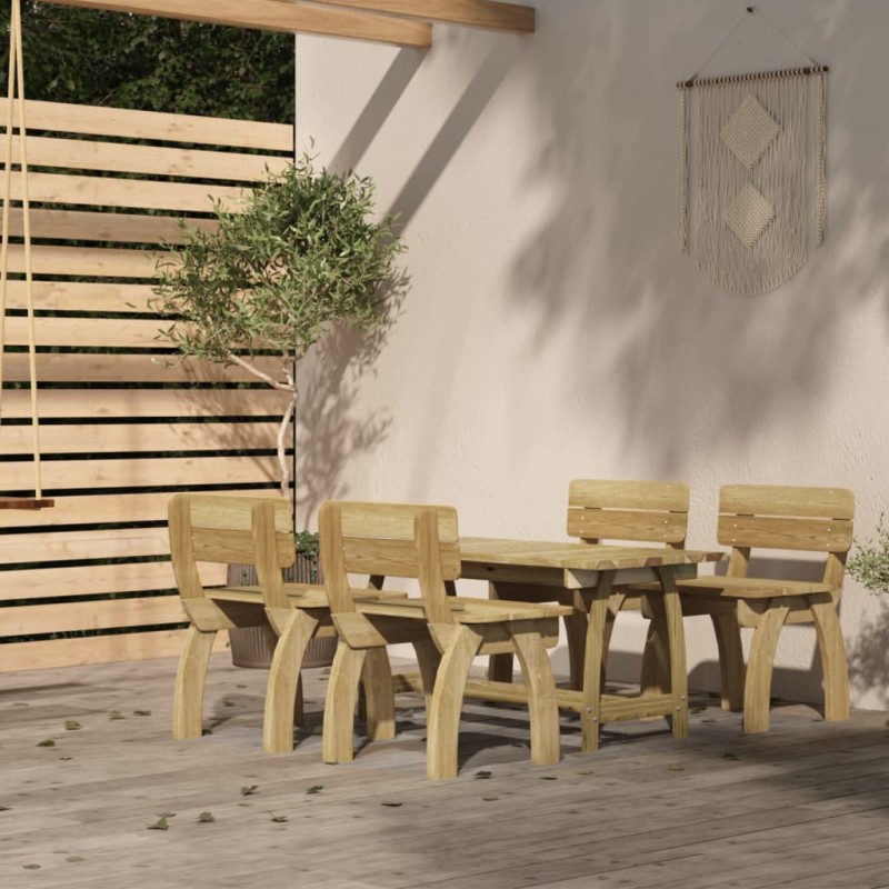 vidaXL Juego de comedor de jardín 5 piezas madera de pino impregnada vidaXL Juego de comedor de jardín 5 piezas madera de pino impregnada