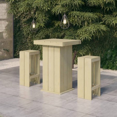 vidaXL Juego de bar de jardín 3 piezas madera de pino impregnada 