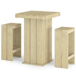 vidaXL Juego de bar de jardín 3 piezas madera de pino impregnada 