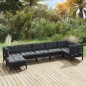 vidaXL Muebles de jardín 7 pzas con cojines negro madera maciza pino vidaXL Muebles de jardín 7 pzas con cojines negro madera maciza pino