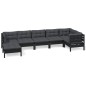 vidaXL Muebles de jardín 7 pzas con cojines negro madera maciza pino vidaXL Muebles de jardín 7 pzas con cojines negro madera maciza pino