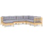 vidaXL Juego de muebles de jardín 7 pzas y cojines madera maciza pino vidaXL Juego de muebles de jardín 7 pzas y cojines madera maciza pino