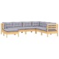 vidaXL Juego de muebles de jardín 7 pzas y cojines madera maciza pino vidaXL Juego de muebles de jardín 7 pzas y cojines madera maciza pino