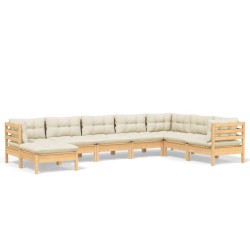 vidaXL Muebles de jardín 8 pzas y cojines madera maciza de pino crema