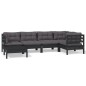 vidaXL Muebles de jardín 6 pzas con cojines negro madera maciza pino vidaXL Muebles de jardín 6 pzas con cojines negro madera maciza pino