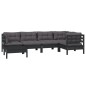 vidaXL Muebles de jardín 6 pzas con cojines negro madera maciza pino vidaXL Muebles de jardín 6 pzas con cojines negro madera maciza pino