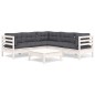 vidaXL Muebles de jardín 6 pzas con cojines blanco madera maciza pino vidaXL Muebles de jardín 6 pzas con cojines blanco madera maciza pino