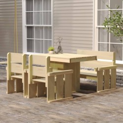 vidaXL Juego de comedor de jardín 4 piezas madera de pino impregnada 
