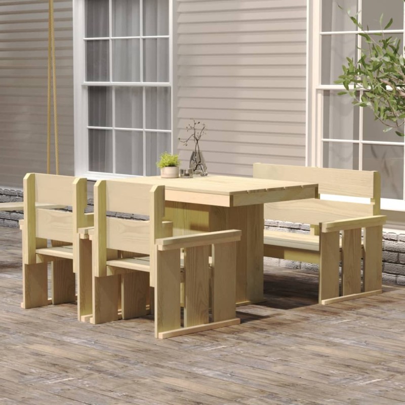 vidaXL Juego de comedor de jardín 4 piezas madera de pino impregnada vidaXL Juego de comedor de jardín 4 piezas madera de pino impregnada