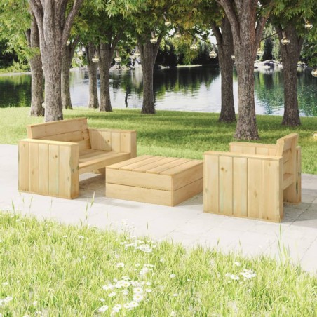 vidaXL Set de muebles de jardín 3 pzas madera maciza pino impregnada