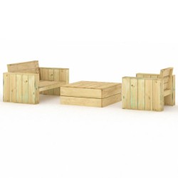 vidaXL Set de muebles de jardín 3 pzas madera maciza pino impregnada