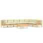 vidaXL Muebles de jardín 8 pzas y cojines madera maciza de pino crema vidaXL Muebles de jardín 8 pzas y cojines madera maciza de pino crema