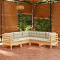 vidaXL Muebles de jardín 5 pzas y cojines madera maciza de pino crema vidaXL Muebles de jardín 5 pzas y cojines madera maciza de pino crema