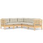 vidaXL Muebles de jardín 5 pzas y cojines madera maciza de pino crema vidaXL Muebles de jardín 5 pzas y cojines madera maciza de pino crema