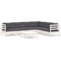 vidaXL Muebles de jardín 8 pzas con cojines blanco madera de pino vidaXL Muebles de jardín 8 pzas con cojines blanco madera de pino