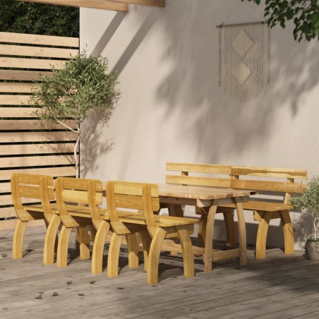 vidaXL Juego de comedor de jardín 5 piezas madera de pino impregnada 