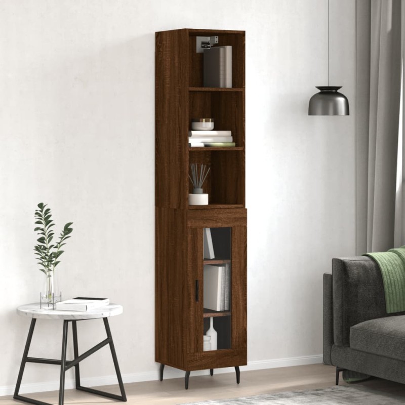 vidaXL Aparador alto madera contrachapada roble marrón 34,5x34x180 cm