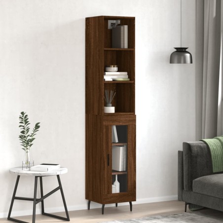 vidaXL Aparador alto madera contrachapada roble marrón 34,5x34x180 cm