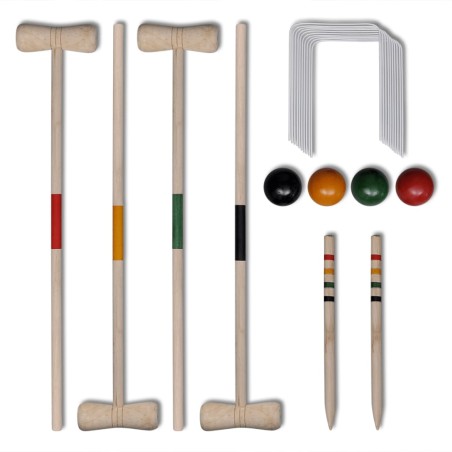 vidaXL Juego de croquet de madera para 4 jugadores  