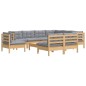 vidaXL Juego de muebles de jardín 10 pzas y cojines madera maciza pino vidaXL Juego de muebles de jardín 10 pzas y cojines madera maciza pino