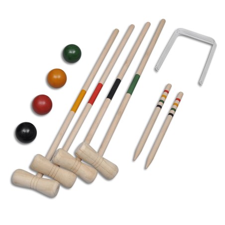 vidaXL Juego de croquet de madera para 4 jugadores  