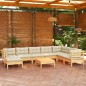 vidaXL Muebles de jardín 9 pzas y cojines madera maciza de pino crema vidaXL Muebles de jardín 9 pzas y cojines madera maciza de pino crema