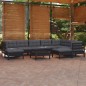 vidaXL Muebles de jardín 10 pzas con cojines negro madera maciza pino vidaXL Muebles de jardín 10 pzas con cojines negro madera maciza pino