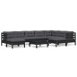 vidaXL Muebles de jardín 10 pzas con cojines negro madera maciza pino vidaXL Muebles de jardín 10 pzas con cojines negro madera maciza pino